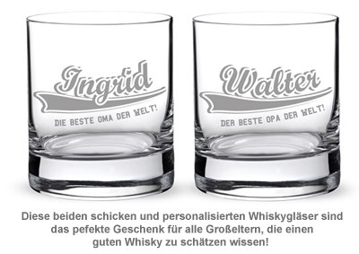 Whiskygläser mit College Motiv - Oma & Opa - 2 Whiskygläser mit College Motiv - Oma & Opa - 2
