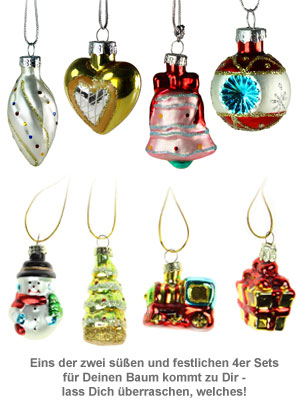 Mini Weihnachtsbaumschmuck - 4er Set - 2 Mini Weihnachtsbaumschmuck - 4er Set - 2