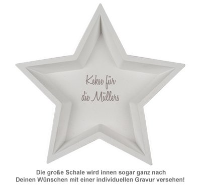 Deko Holzschalen mit Gravur - Stern Weiß - 2 Deko Holzschalen mit Gravur - Stern Weiß - 2