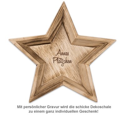 Deko Holzschalen mit Gravur - Stern - 2 Deko Holzschalen mit Gravur - Stern - 2
