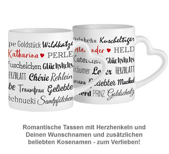 Personalisiertes Herz Henkeltasse Set - Kosenamen - 2 Personalisiertes Herz Henkeltasse Set - Kosenamen - 2