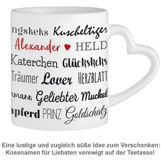 Personalisierte Herz Henkeltasse - Kosenamen Mann - 2 Personalisierte Herz Henkeltasse - Kosenamen Mann - 2