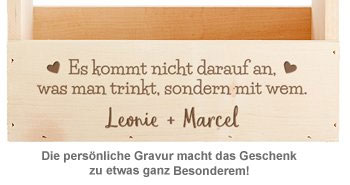 Flaschenträger mit Gravur für Paare - Liebesspruch - 2 Flaschenträger mit Gravur für Paare - Liebesspruch - 2