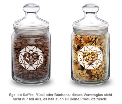 Bonbonglas mit Gravur - Herzdiamant - 2 Bonbonglas mit Gravur - Herzdiamant - 2