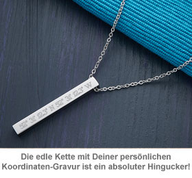 Kette mit Stabanhänger Silber - Geokoordinaten - 3 Kette mit Stabanhänger Silber - Geokoordinaten - 3