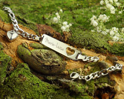 Armband mit Herzstanze Silber - Namensgravur - 4 Armband mit Herzstanze Silber - Namensgravur - 4
