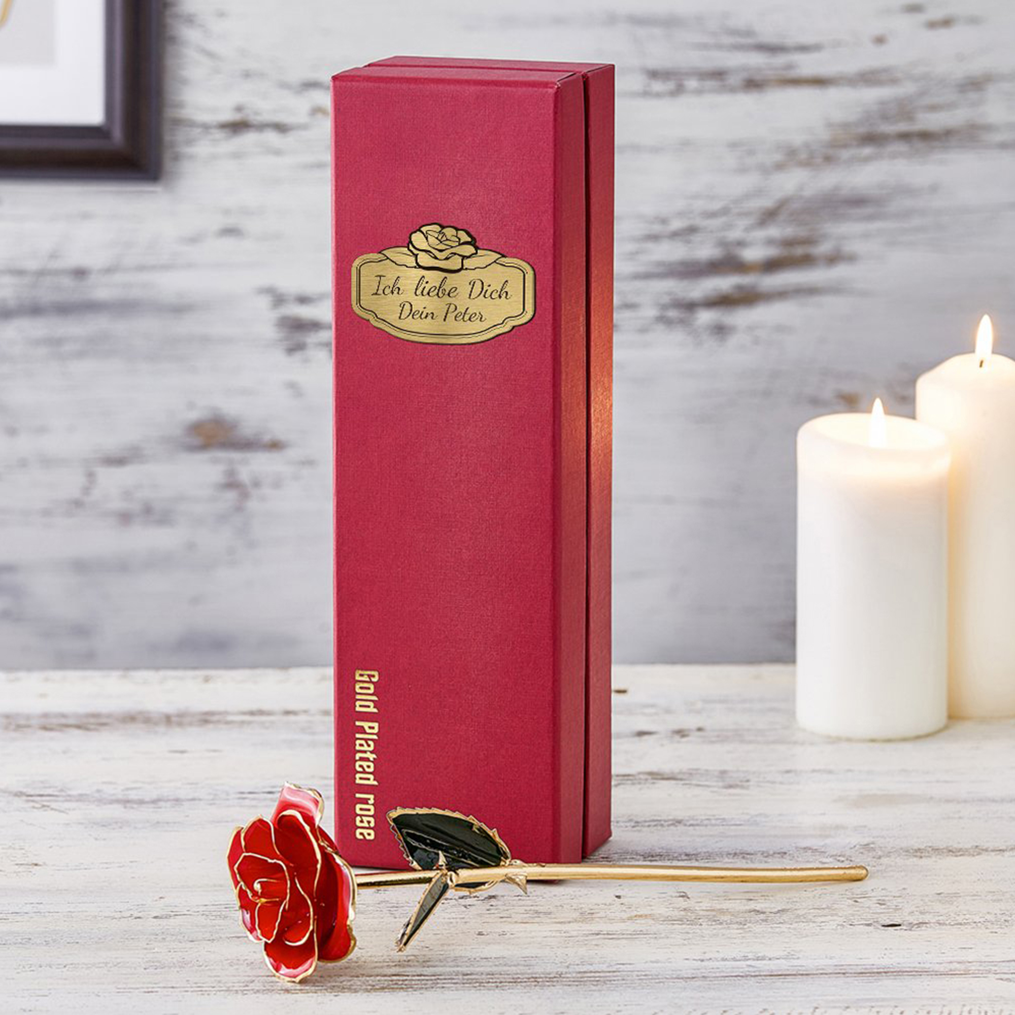 Vergoldete Rose mit personalisierter Geschenkbox - 2 Vergoldete Rose mit personalisierter Geschenkbox - 2
