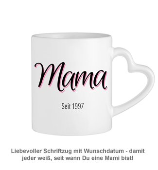 Personalisierte Herz Henkeltasse - Mama seit - 2 Personalisierte Herz Henkeltasse - Mama seit - 2