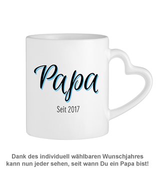 Personalisierte Herz Henkeltasse - Papa seit - 2 Personalisierte Herz Henkeltasse - Papa seit - 2