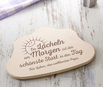 Wolkenbrettchen mit Gravur - Spruch Papa - 3 Wolkenbrettchen mit Gravur - Spruch Papa - 3