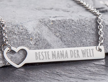 Kette mit Herzstanze Silber - Beste Mama - 2 Kette mit Herzstanze Silber - Beste Mama - 2