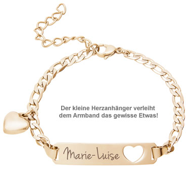 Armband mit Herzstanze Gold - Namensgravur - 2 Armband mit Herzstanze Gold - Namensgravur - 2