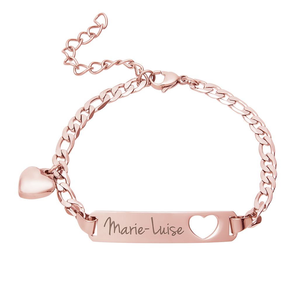 Armband mit Herzstanze Rosegold - Namensgravur - 2 Armband mit Herzstanze Rosegold - Namensgravur - 2