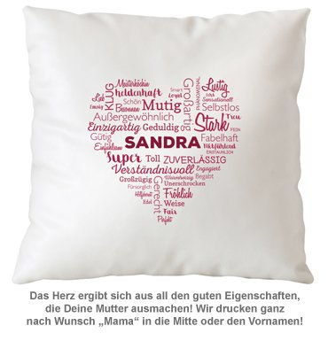 Personalisiertes Kissen für Mama - Herz aus Worten - 3 Personalisiertes Kissen für Mama - Herz aus Worten - 3