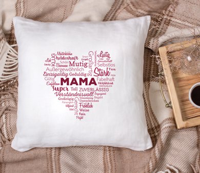 Personalisiertes Kissen für Mama - Herz aus Worten - 4