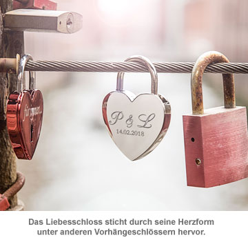 Liebesschloss mit Gravur - Initialen - 2 Liebesschloss mit Gravur - Initialen - 2
