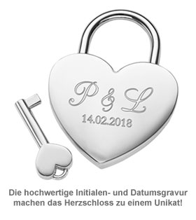 Liebesschloss mit Gravur - Initialen - 3 Liebesschloss mit Gravur - Initialen - 3