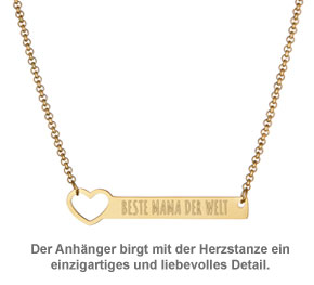 Kette mit Herzstanze Gold - Beste Mama - 3 Kette mit Herzstanze Gold - Beste Mama - 3