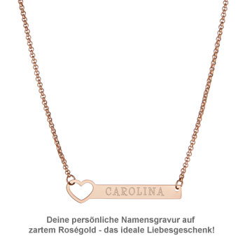 Kette mit Herzstanze Rosegold - Namensgravur - 2 Kette mit Herzstanze Rosegold - Namensgravur - 2