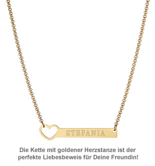 Kette mit Herzstanze Gold - Namensgravur - 2 Kette mit Herzstanze Gold - Namensgravur - 2