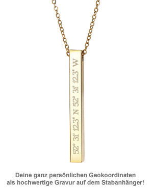 Kette mit Stabanhänger Gold - Geokoordinaten - 2 Kette mit Stabanhänger Gold - Geokoordinaten - 2