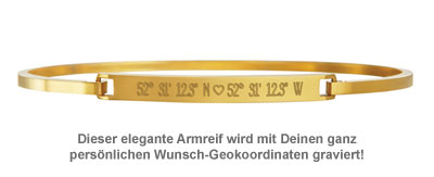 Armreif Gold mit Gravur - Geokoordinaten mit Herz - 2 Armreif Gold mit Gravur - Geokoordinaten mit Herz - 2