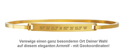 Armreif Gold mit Gravur - Geokoordinaten - 2 Armreif Gold mit Gravur - Geokoordinaten - 2