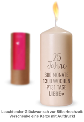 Kerze Silberhochzeit - 25 Jahre Liebe - 2 Kerze Silberhochzeit - 25 Jahre Liebe - 2