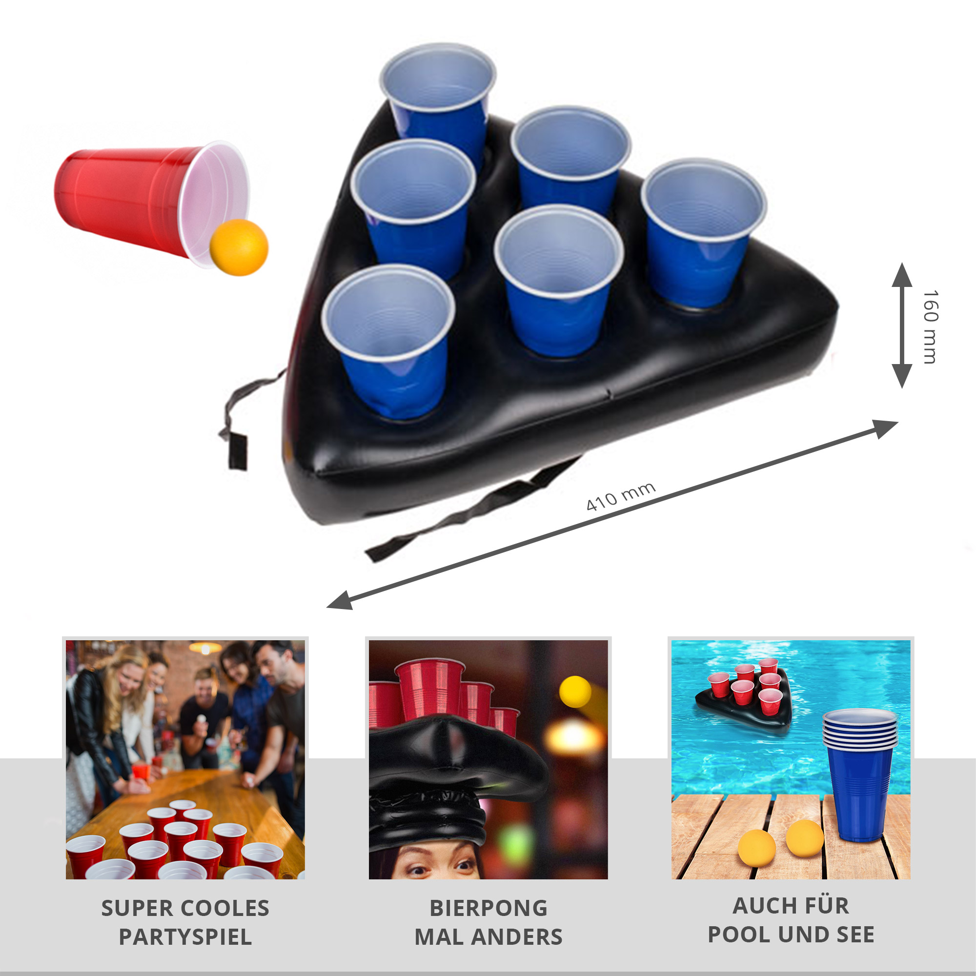 Aufblasbarer Bierpong Hut - Mini Beer Pong Set - 2 Aufblasbarer Bierpong Hut - Mini Beer Pong Set - 2
