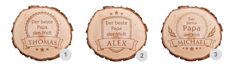 Baumscheibe mit Gravur - Der beste Papa der Welt - 2 Baumscheibe mit Gravur - Der beste Papa der Welt - 2