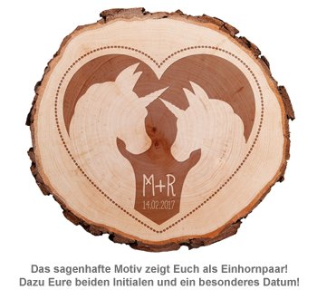Baumscheibe mit Gravur - Einhornpärchen - 2 Baumscheibe mit Gravur - Einhornpärchen - 2