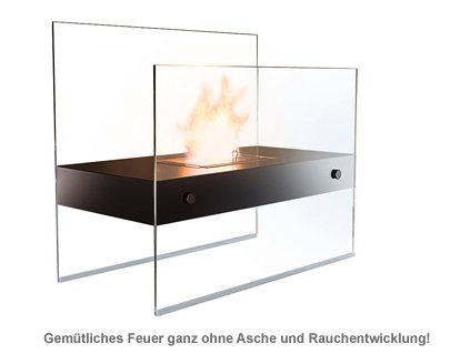 Bioethanol Kamin aus Glas - Deluxe - ohne Abzug und Qualm