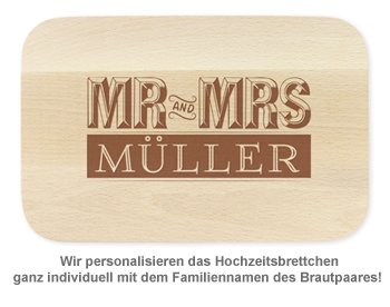 Frühstücksbrettchen mit Gravur - Mr and Mrs - 2 Frühstücksbrettchen mit Gravur - Mr and Mrs - 2