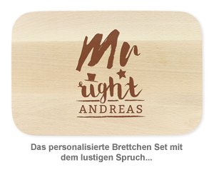 Frühstücksbrettchen Set mit Gravur - Mr and Mrs Right - 2 Frühstücksbrettchen Set mit Gravur - Mr and Mrs Right - 2