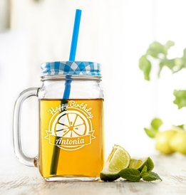 Glas mit Deckel und Strohhalm zum Geburtstag - 5 Glas mit Deckel und Strohhalm zum Geburtstag - 5