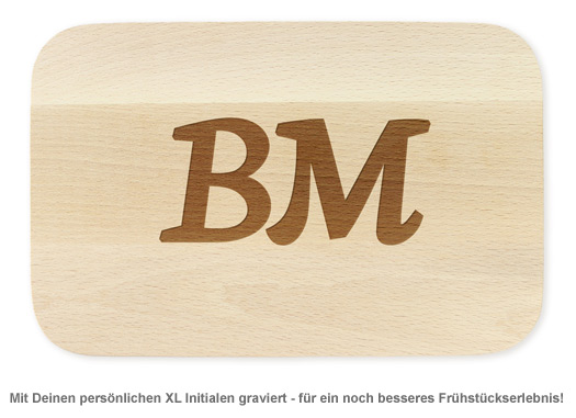 Graviertes Frühstücksbrettchen - mit XL Initialen - 2 Graviertes Frühstücksbrettchen - mit XL Initialen - 2