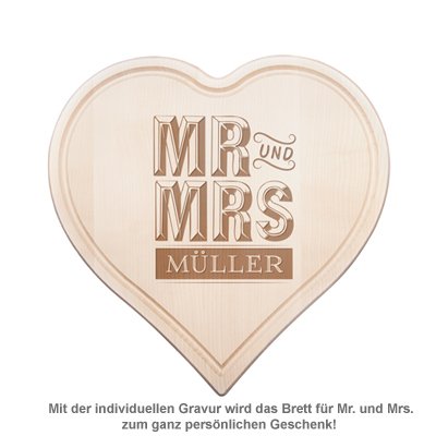 Graviertes Holzherz - Mr. und Mrs. - 2 Graviertes Holzherz - Mr. und Mrs. - 2