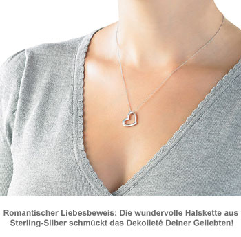 Halskette mit Herzanhänger aus Sterling-Silber - 2 Halskette mit Herzanhänger aus Sterling-Silber - 2