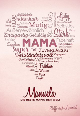 Herz aus Worten - personalisiertes Bild für Mama - 2 Herz aus Worten - personalisiertes Bild für Mama - 2