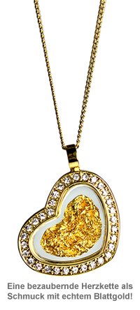Herz Halskette mit 23 Karat Blattgold und Strass - 2 Herz Halskette mit 23 Karat Blattgold und Strass - 2