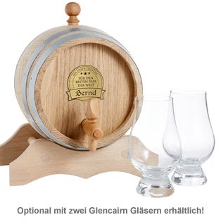 Holzfass mit Gravur Plakette - Bester Papa - 3 Holzfass mit Gravur Plakette - Bester Papa - 3