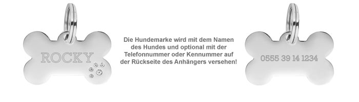 Hundehalsband Anhänger mit Gravur - Knochen - 2 Hundehalsband Anhänger mit Gravur - Knochen - 2