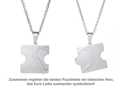Liebesketten mit Namensgravur - Puzzle Teile - 2 Liebesketten mit Namensgravur - Puzzle Teile - 2