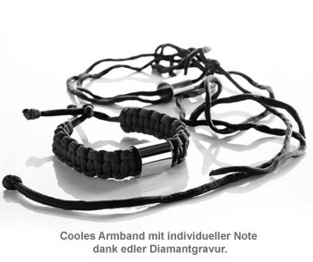Paracord Armband graviert - Schwarz - 2