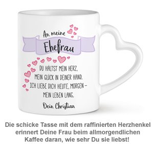 Personalisierte Herz Henkeltasse - Liebesgedicht Ehefrau - 2 Personalisierte Herz Henkeltasse - Liebesgedicht Ehefrau - 2