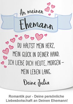 Personalisierte Herz Henkeltasse Liebesgedicht Ehemann