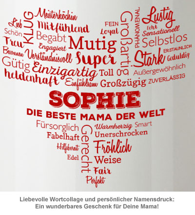 Personalisierte Tasse für Mama - Herz aus Worten - 2 Personalisierte Tasse für Mama - Herz aus Worten - 2