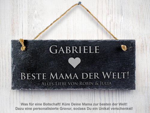Schiefertafel mit Gravur - Beste Mama - 2 Schiefertafel mit Gravur - Beste Mama - 2