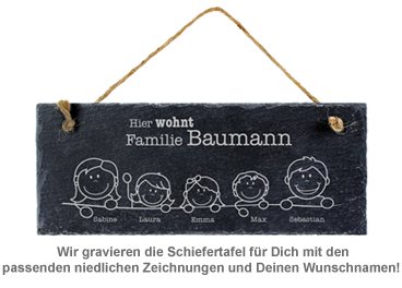Schiefertafel mit Gravur für Familien - 2 Schiefertafel mit Gravur für Familien - 2