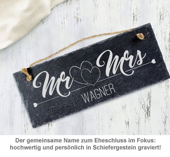 Schiefertafel mit Gravur - Mr and Mrs - 2 Schiefertafel mit Gravur - Mr and Mrs - 2